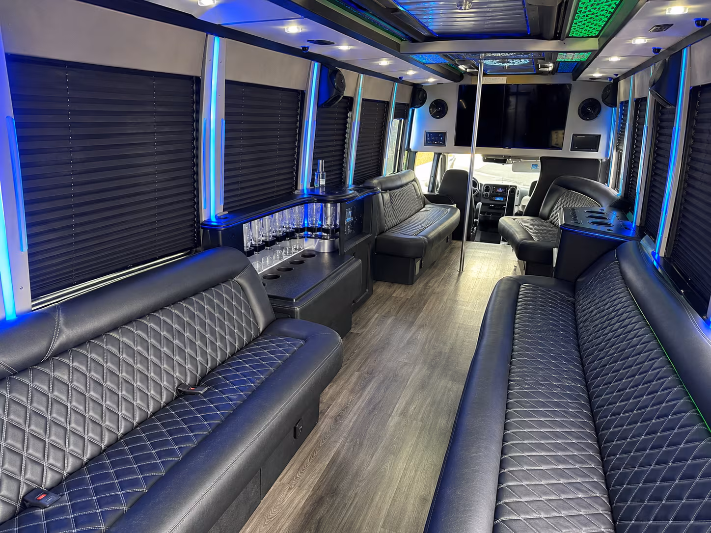 Cincinnati Wedding Transportation party bus interior